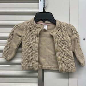 Tan Cable Knit Baby Cardigan